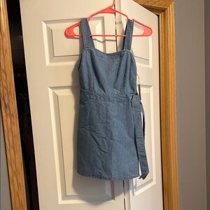 Denim Sleeveless Dress with Belt